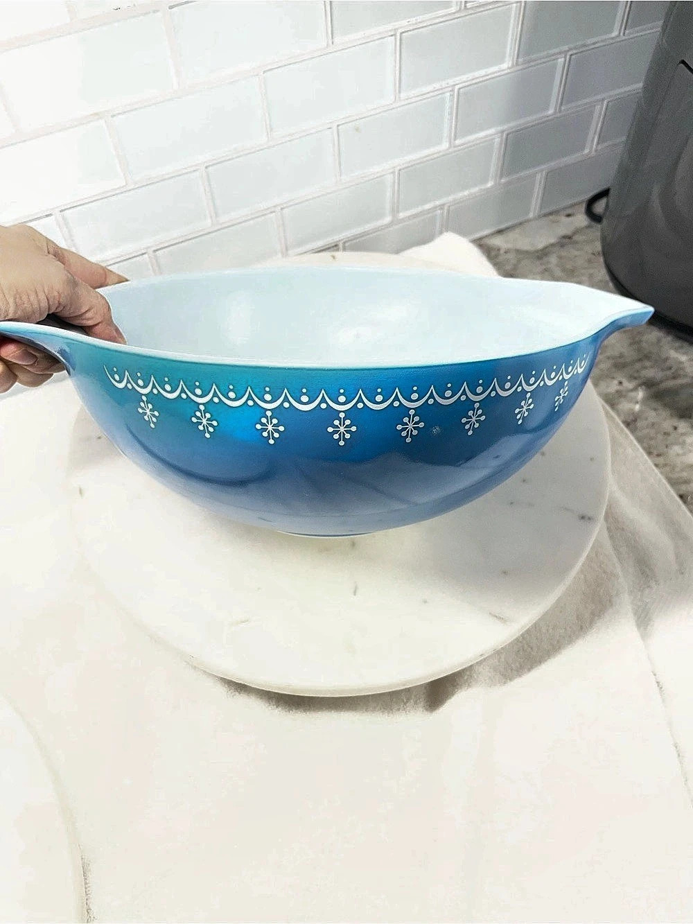 Pyrex Snowflake Blue Cinderella Mixing Bowl #444